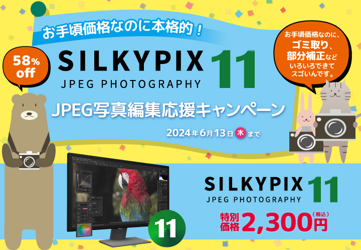 JPEG撮影派のみなさんを応援！SILKYPIX JPEG Photography 11 写真編集スタートキャンペーン